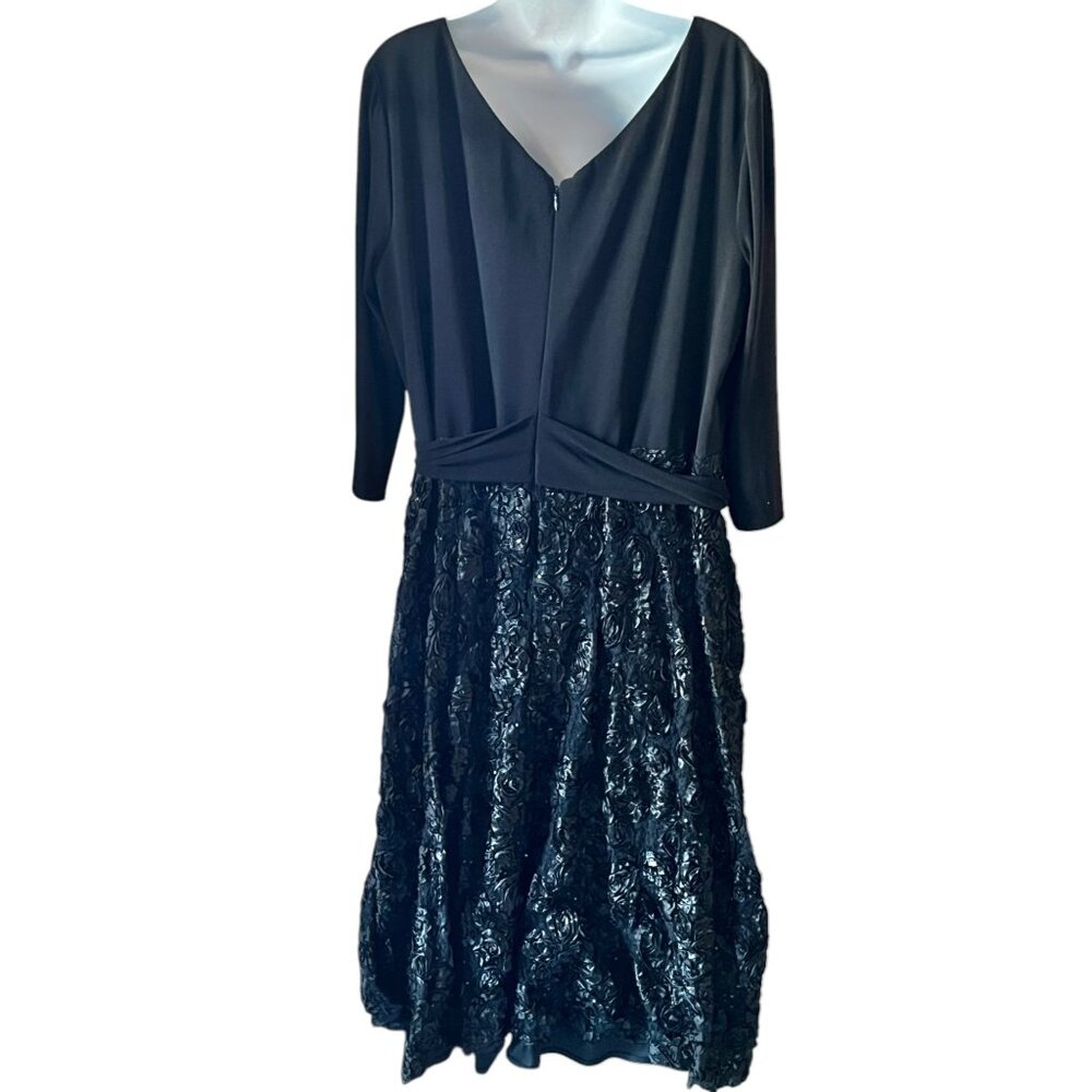 Alex Evenings Blk Dress 3/4 Sleeves Sequins Lace patassimenterie Women's Size 18 - Picture 3 of 16